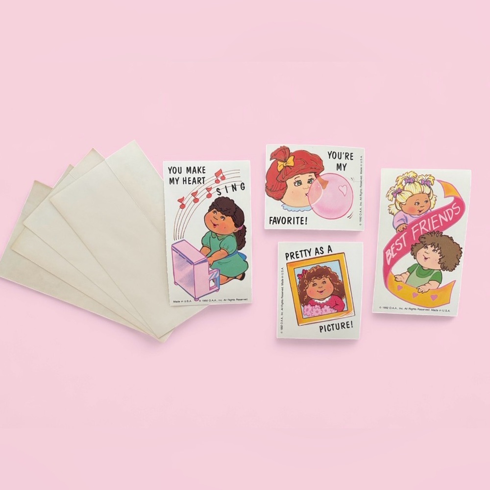 Vintage 1992 Cabbage Patch Kids Valentine Set Lot of 4 w/ Envelopes